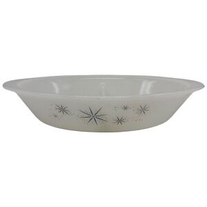 Glasbake Starburst Divided Serving Dish White Milk Glass Mid Century Vintage